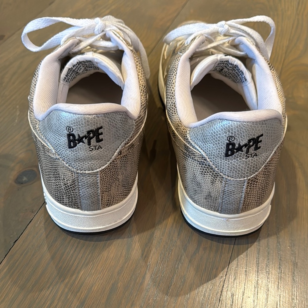 Bape Snake Print Sneakers - White and Gold - Picture 4 of 7